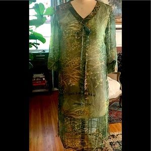Sheer green butterfly tunic, monarch MISSLOOK, Fairy garden party gypsy romance